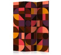 Paravent 3 Volets "Geometric Mosaic Red" 135x172cm