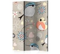 Paravent 3 volets - Natural pattern with birds [Room Dividers] - 135x172 Artgeist (39660)