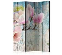 Paravent 3 Volets "Pink Flowers on Wood" 135x172cm