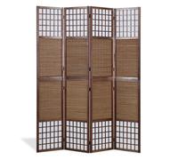 Paravent 4 panneaux marron 200 cm - Paravent Shoji en bois bambou et papier de riz pliable