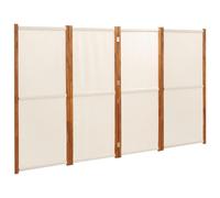 Paravent 4 pièces - Blanc crème - 280 x 180 cm - En bois d'acacia massif avec textilène - Pliable et autonome - Pour salon, chambre à coucher, bureau, jardin, brise-vue et intimité