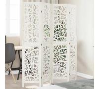 Paravent 4 pièces blanc en bois massif de paulownia avec 4 panneaux, pliable et autonome, paravent brise-vue pour salon, chambre à coucher, bureau, mur décoratif pour l'intimité
