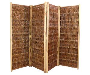 Paravent 4 pièces en branches de saule de 180 x 240 cm - Paravent en osier de qualité supérieure qui attire tous les regards charmants et pratiques 1,8 m x 2,4 m