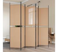 Paravent 5 panneaux beige 250 x 200 cm tissu | Construction pliable, cadre en acier revêtu noir, polyvalent pour chambre à coucher, salon, bureau, studio