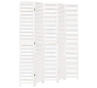 Paravent 5 pièces blanc en bois massif de paulownia, pliable et autonome, 175-180 x 220 cm, brise-vue et séparateur pour salon, chambre à coucher, bureau, peu encombrant et décoratif
