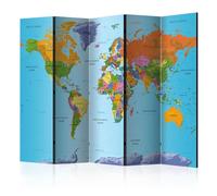 Paravent 5 Volets "Colourful Geography" 172x225cm