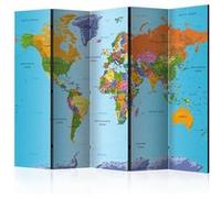 Paravent 5 Volets "Colourful Geography" 172x225cm