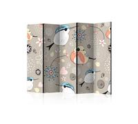 Paravent 5 volets - Natural pattern with birds II [Room Dividers] - 225x172 Artgeist (39661)