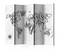 Paravent 5 Volets "Retro Continents Grey" 172x225cm