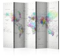 Paravent 5 Volets " White Colorful World Map" 172x225cm
