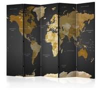 Paravent 5 volets Room divider World map on dark background-Taille 225 x 172 cm