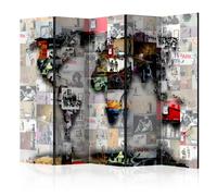 Paravent 5 Volets " World Map - Banksy" 172x225cm