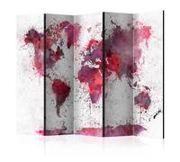 Paravent 5 Volets "World Map : Red Watercolors" 172x225cm