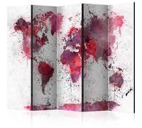 Paravent 5 Volets "World Map : Red Watercolors" 172x225cm