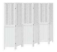 Paravent 6 pièces blanc en bois massif de paulownia, 210 x 160 cm, cloison de séparation pliable avec matériau en bois de bambou, autonome, opaque, pour salon, chambre à coucher, bureau, intérieur