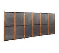 Paravent 6 pièces en bois d'acacia massif et textilène, 420 x 180 cm, pliable, autonome, opaque, pour salon, chambre à coucher, bureau, jardin, intérieur et extérieur