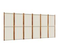 Paravent 6 pièces gris clair 420 x 180 cm en bois d'acacia massif avec textilène, pliable, autonome, opaque, pour l'intérieur et l'extérieur, comme séparateur, brise-vue, décoration