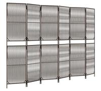 Paravent 6 pièces marron en polyrotin - Paravent pliable sur pied - Paravent brise-vue pour salon, chambre à coucher, bureau, jardin, intérieur et extérieur - Avec cadre en acier - Design tissé