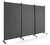 Paravent à Roulette - COSTWAY - 3 Panneaux Pliables - 262 x 180 CM - Gris