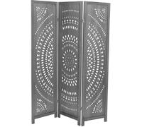 Paravent ajouré - VERSA - Romain - 170 cm - Bois massif - 3 panneaux - Gris