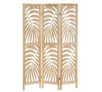 Paravent avec 3 Feuilles en MDF ajouré de Feuilles en Naturel