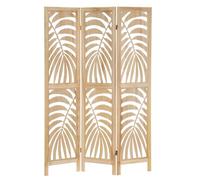 Paravent avec 3 pans en bois MDF et paulownia coloris naturel, blanc - Longueur 120 x Profondeur 2 x Hauteur 170 cm