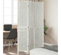 Paravent blanc 105-40 x 200 cm, bois massif paulownia, matériau intérieur | Branches en osier, 3 panneaux avec charnières en métal, pliables et peu encombrantes, pour chambre à coucher