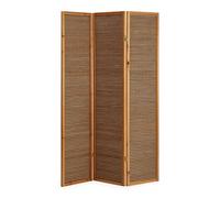 Homestyle4u 381, 3 pan diviseur de pièce écran Pliant - diviseur de Shoji Bois avec du Bambou en Brun Clair
