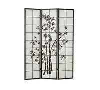 Paravent bois 3 pans bambou noir