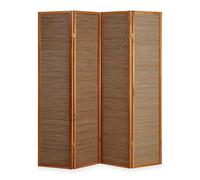 Paravent bois 4 pans bambou marron