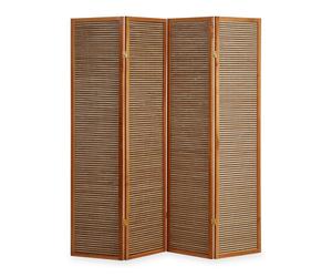 Paravent bois 4 pans bambou marron