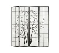 Paravent bois 4 pans bambou noir