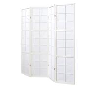 Paravent bois 4 pans blanc