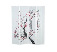 Paravent bois 4 pans blanc