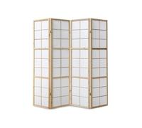 4 pan diviseur de pièce écran Pliant - Bois diviseur Shoji en Papier de Riz Blanc Naturel