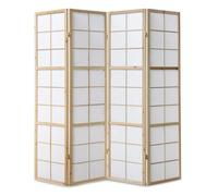 4 pan diviseur de pièce écran Pliant - Bois diviseur Shoji en Papier de Riz Blanc Naturel