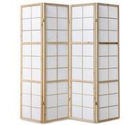 Paravent bois 4 pans clair Beige