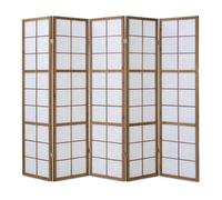 Paravent bois 5 pans marron