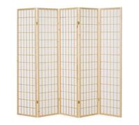 Paravent bois 5 pans shoji clair pliable