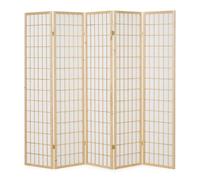 Paravent bois 5 pans shoji clair pliable