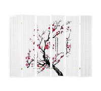 Paravent bois 6 pans bambou blanc