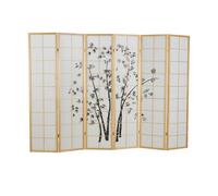 Paravent bois 6 pans bambou clair