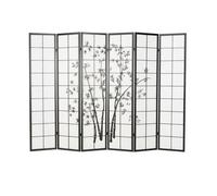 Paravent bois 6 pans bambou noir