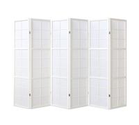 Paravent bois 6 pans blanc