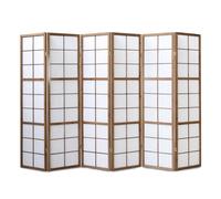 Paravent bois 6 pans marron