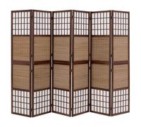 Paravent bois 6 pièces marron bambou pliable