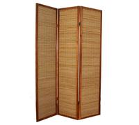 Paravent bois et bambou brun - 3 pans