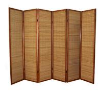 Paravent bois et bambou brun - 6 Pans