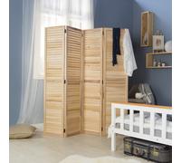 Paravent Bois Naturel 4 Panneaux Cloison Séparateur de Pièce Pliable Homestyle4u