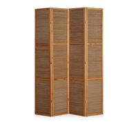 Paravent bois marron 4 panneaux 200 cm - brise-vue